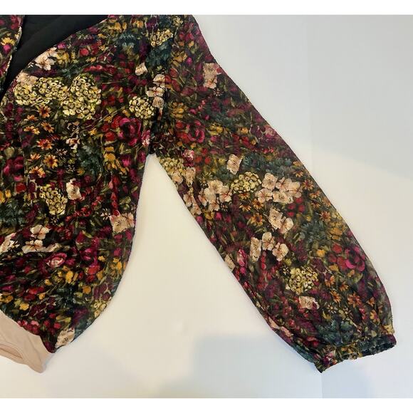 Amanda Uprichard Revolve Hera Floral deep V Romantic Thong Bodysuit Sz XL - Picture 7 of 12